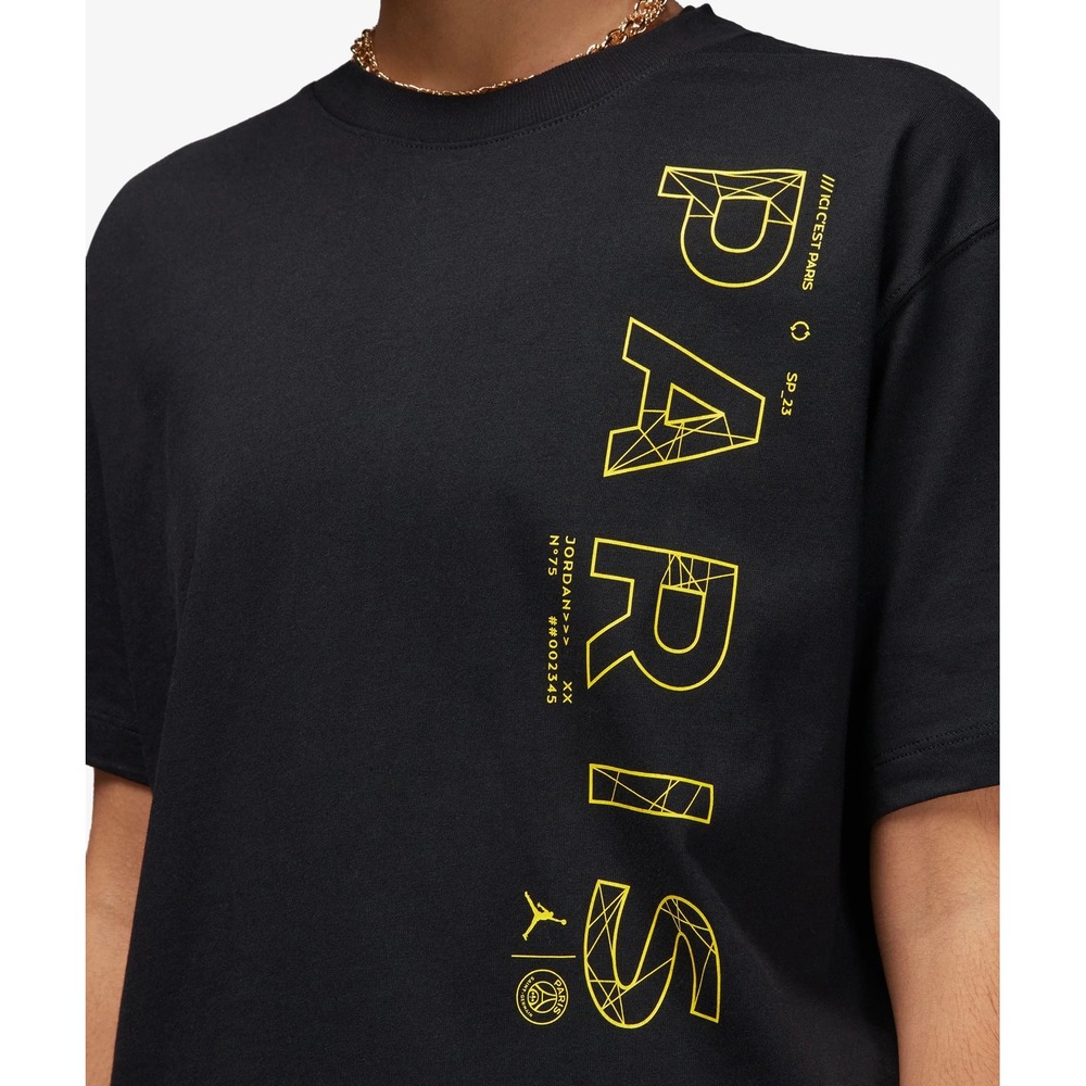 Air Jordan PSG Paris Saint-Germain Graphic T-Shirt Girls L‎ Black Boxy Tee 12-13